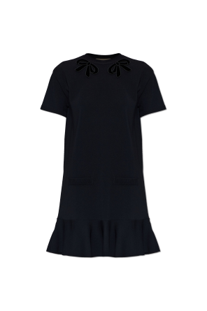 Dress with velvet appliqués