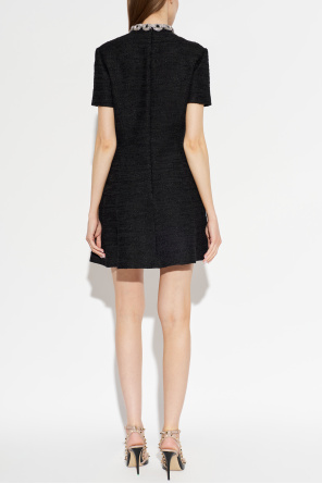 Valentino Garavani Tweed dress with shimmering crystals at the neckline