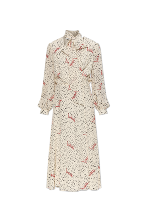 Silk dress with polka dot pattern