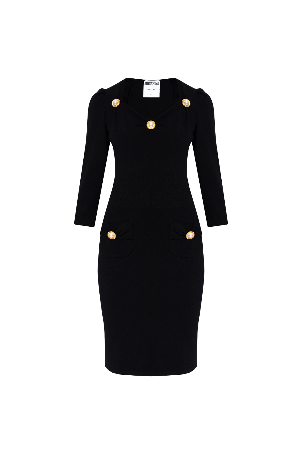 Black Appliquéd dress Moschino - IetpShops Germany - Crew-neck