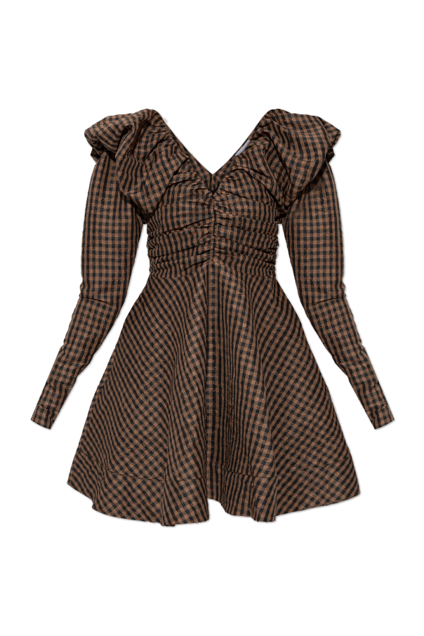 Ganni Vestido con estampado de cuadros