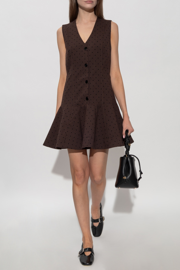 Ganni Vestido con estampado de cuadros