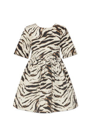 Denim dress with animal print