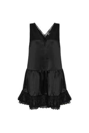 Satin Dress with Lace Inserts