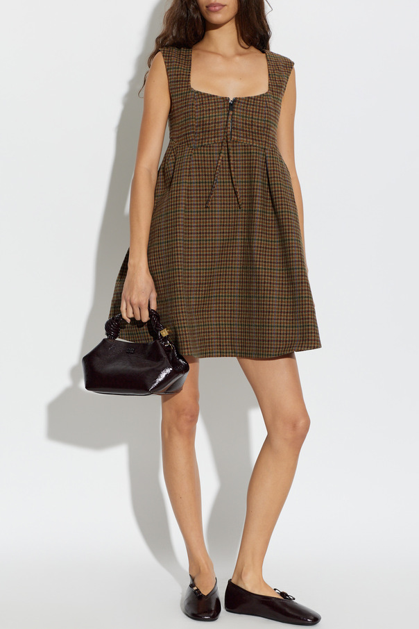 Ganni Plaid Pattern Mini Dress