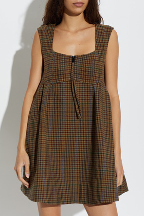 Ganni Plaid Pattern Mini Dress