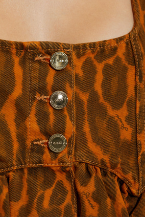 Ganni Vestido vaquero con estampado animal