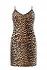 Ganni BROWN Patterned slip dress