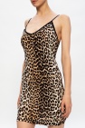 Ganni BROWN Patterned slip dress