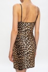 Ganni BROWN Patterned slip dress
