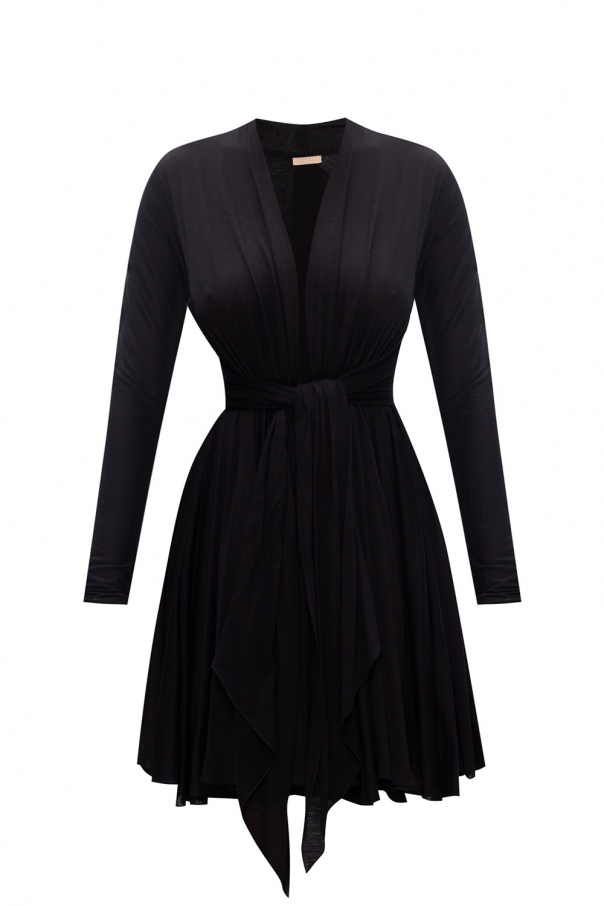 Alaïa High Neck Belted Midi Dress