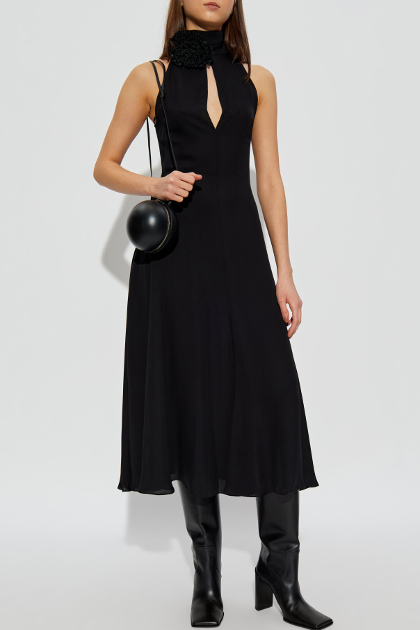 Alaïa Sukienka ze skórzaną aplikacją przy dekolcie