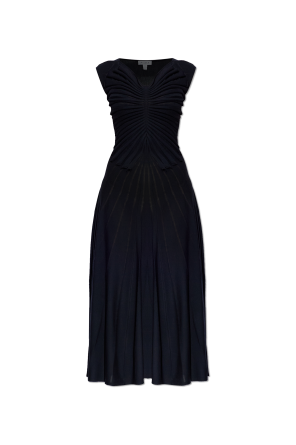 Wool dress with decorative draping