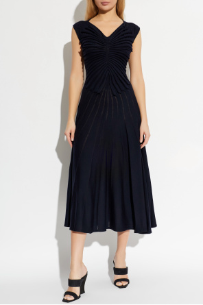 Alaïa Wełniana sukienka z dekoracyjnym drapowaniem