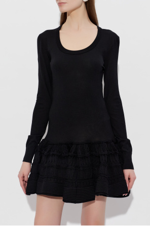 Alaïa Wollkleid mit Rüschen