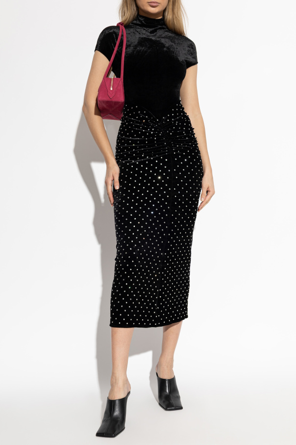 Alaïa Aksamitna sukienka z połyskującymi cekinami