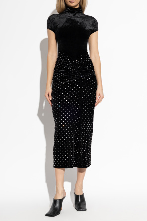 Alaïa Aksamitna sukienka z połyskującymi cekinami