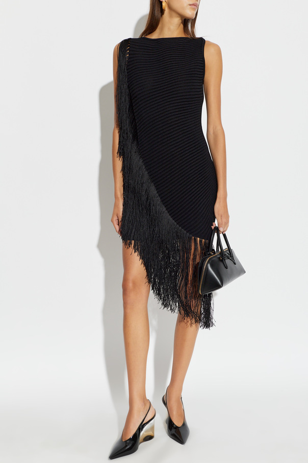 Alaïa Asymetrické šaty s strapcami