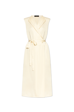 Satin dress with waist belt