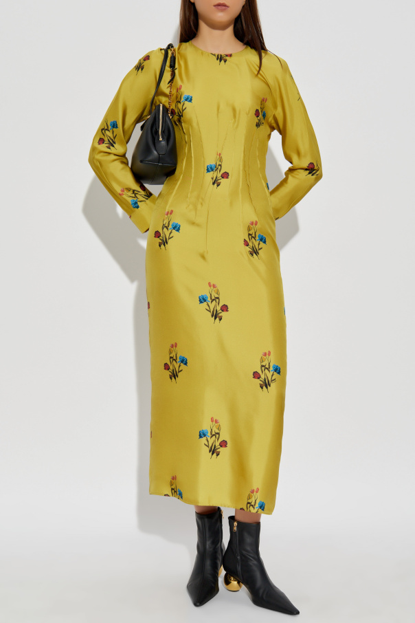 Marni Jedwabna sukienka z motywem kwiatowym