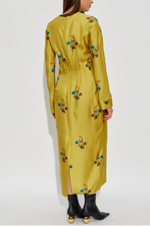 Marni Jedwabna sukienka z motywem kwiatowym