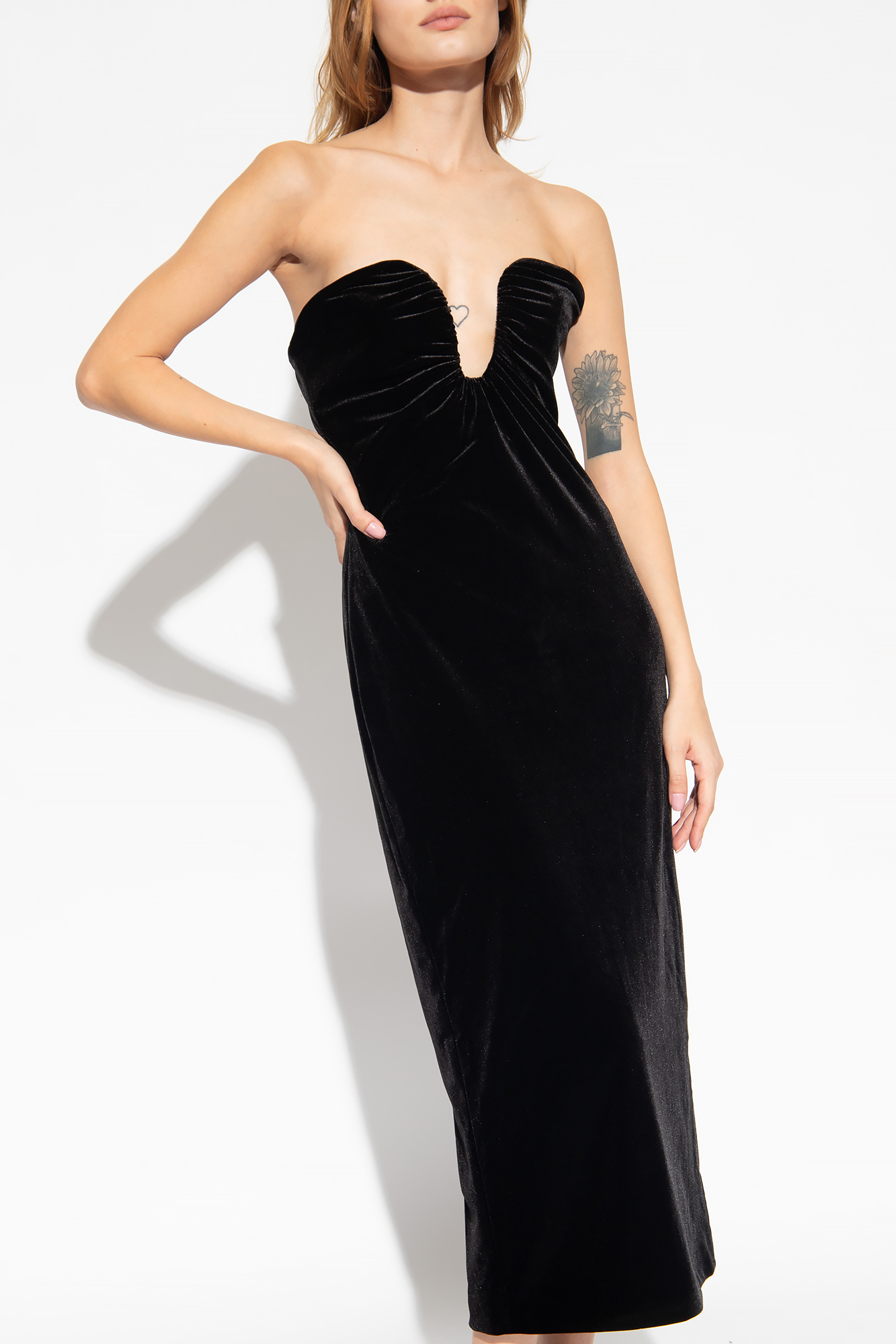 Self Portrait Velvet strapless dress