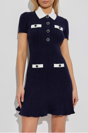 Self-Portrait Geripptes Kleid mit Taschen