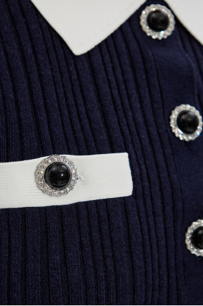 Self-Portrait Geripptes Kleid mit Taschen