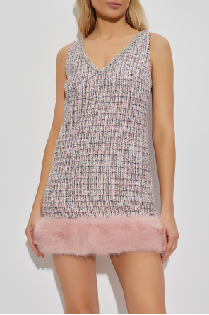 Self-Portrait Dress with faux fur