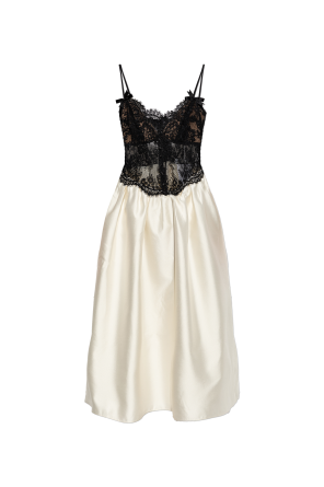Taffeta Dress with Contrasting Lace