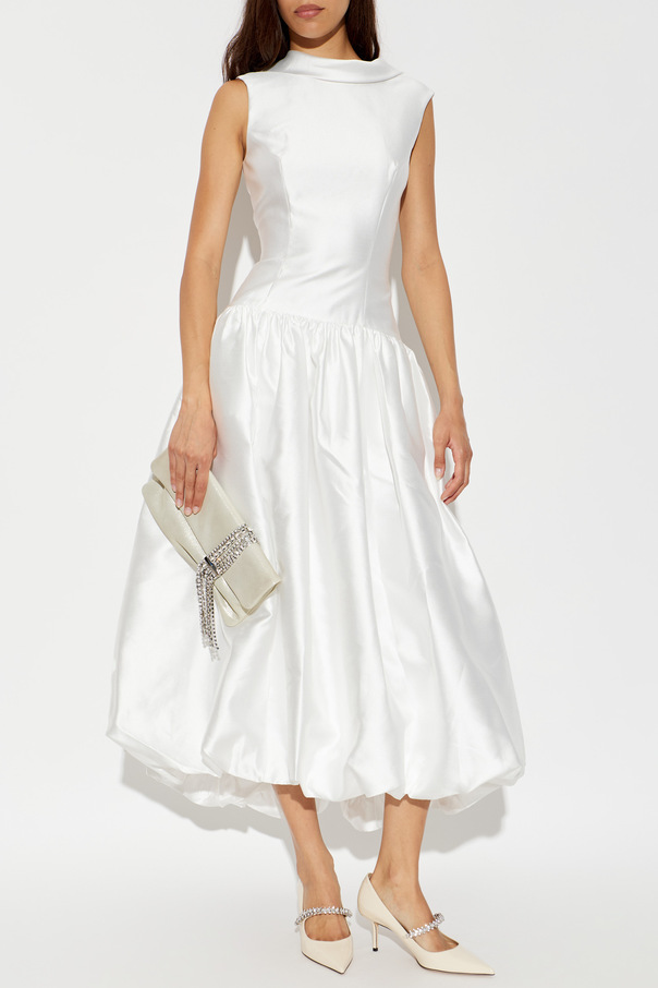 Self-Portrait Satin dress with brooch