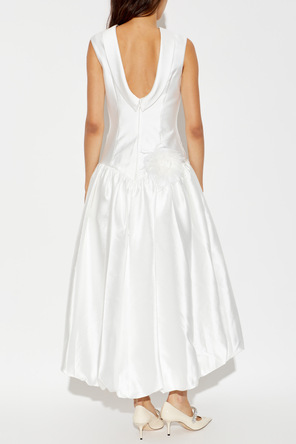 Self-Portrait Satin dress with brooch