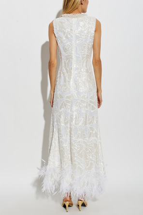 Self-Portrait Vestido con lentejuelas y plumas