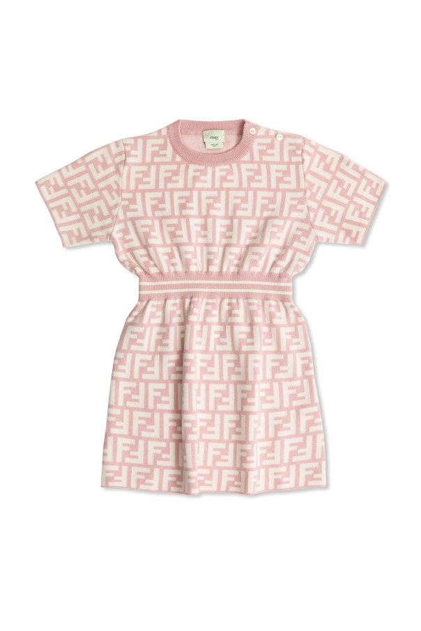 Fendi Kids Bawełniana sukienka z monogramem