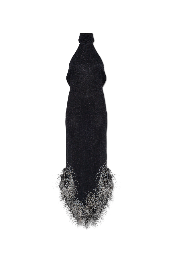 Dress with lurex thread and feathers od Oseree