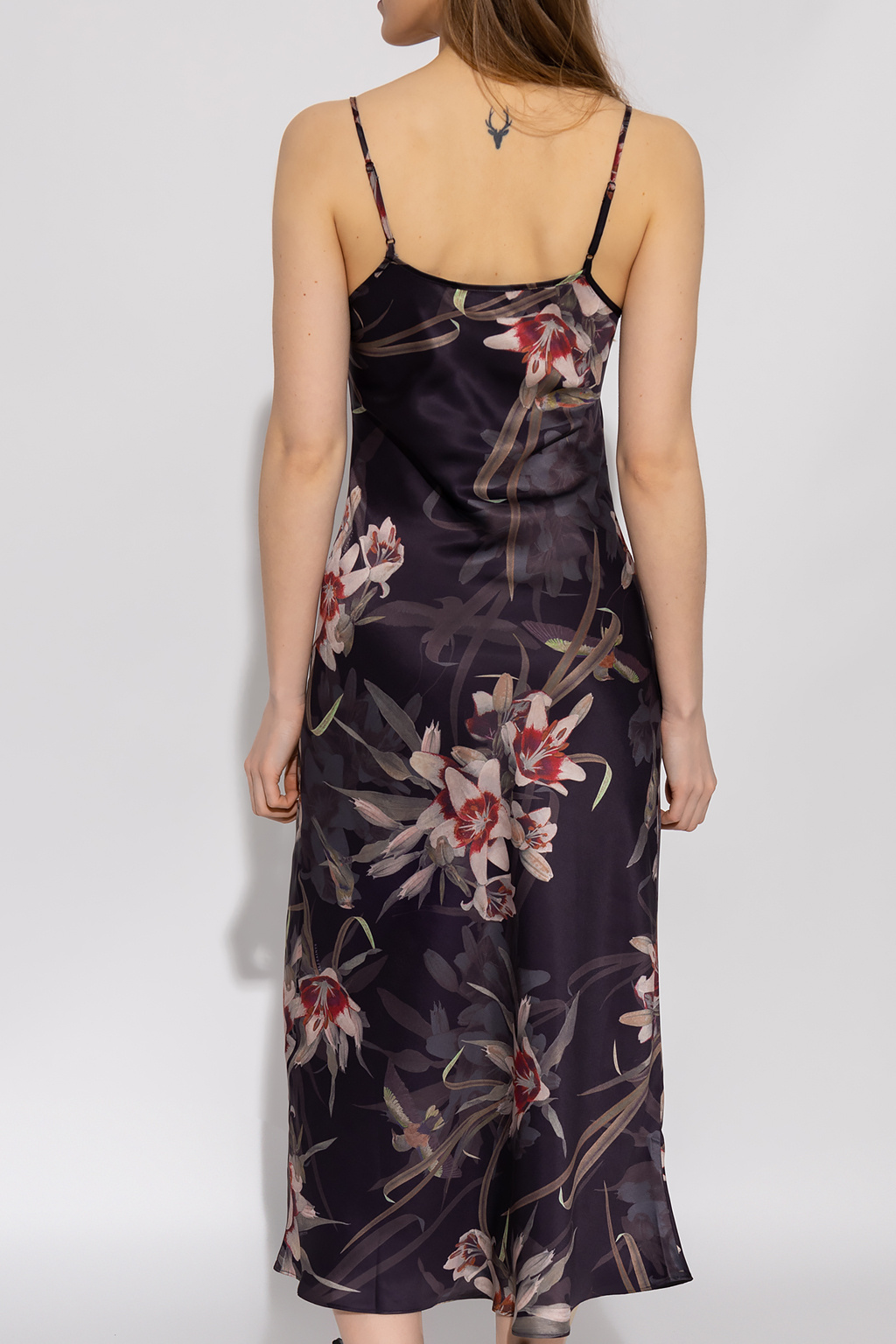 Louis Vuitton Floral Print Slip Dress Dark Red. Size 36