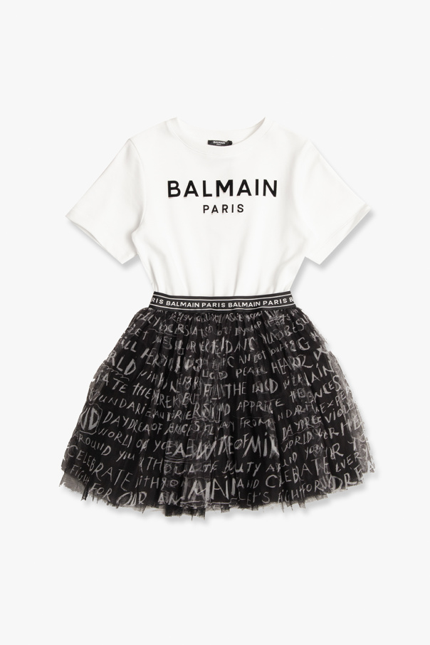 balmain B-Bold Kids Dress with logo