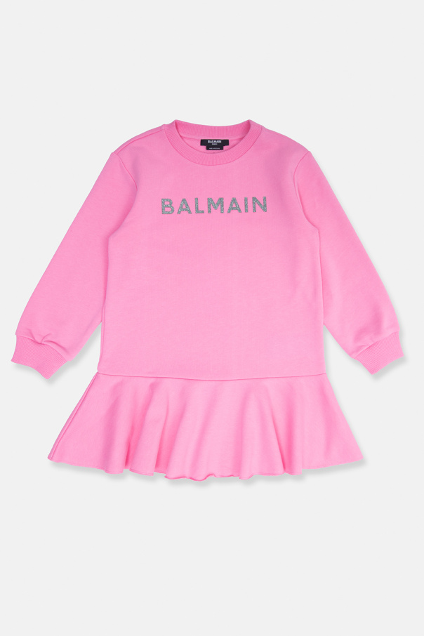 balmain double-breasted Kids Cotton dress with logo