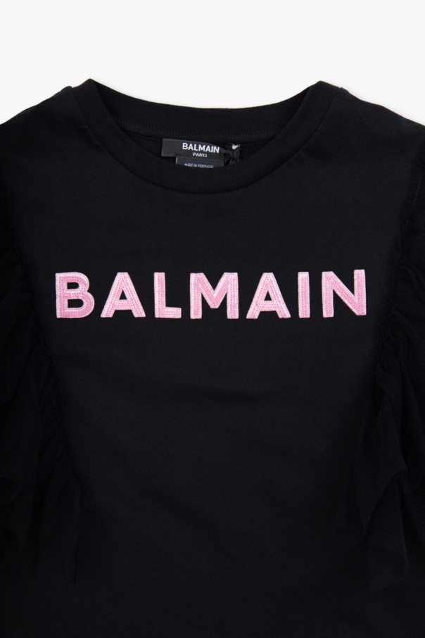 Balmain Kids Balmain logo-patch lace-up sneakers