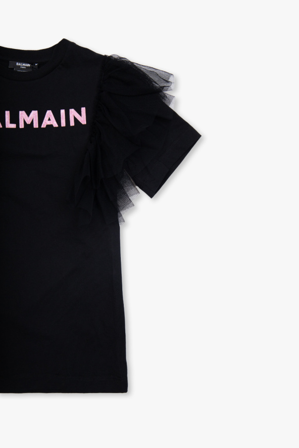 Balmain Kids Женские черные шлепанцы в стиле balmain slide black