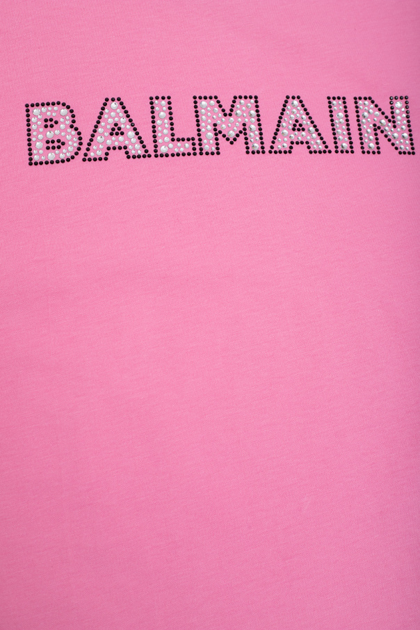 Balmain Schwarz Kids Cotton T-shirt with logo