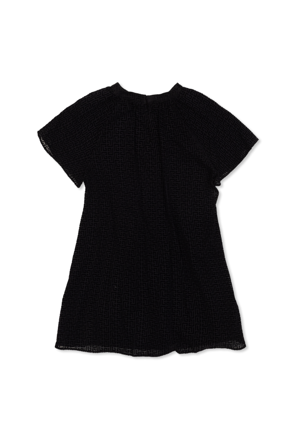 Balmain Kids Kleid mit Monogramm und samtigem Finish