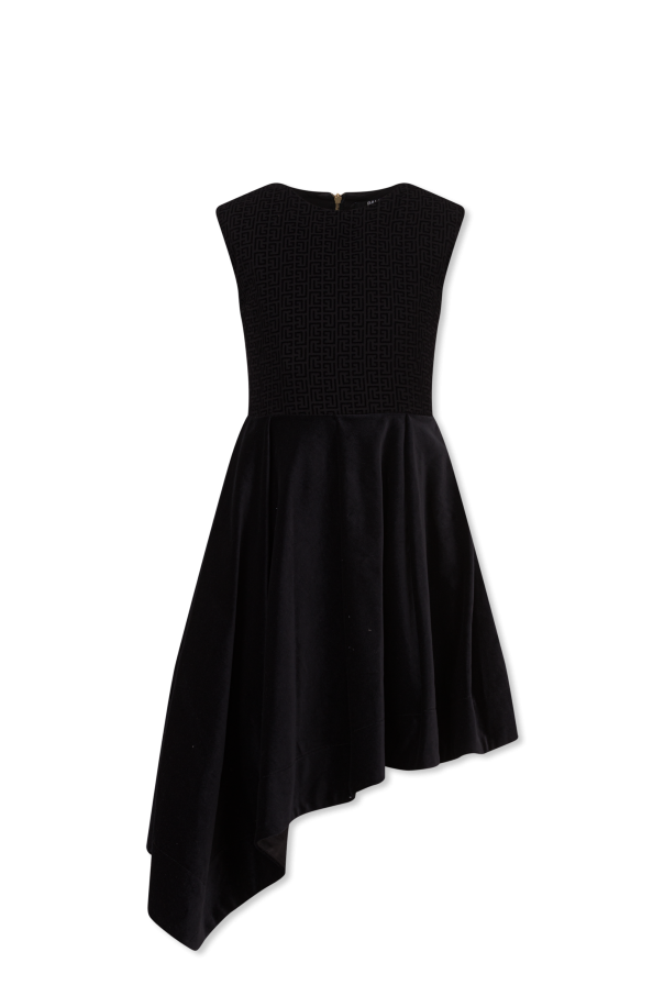Velvet asymmetrical dress od Balmain Kids