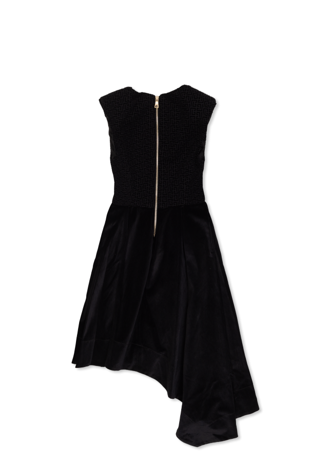 Balmain Kids Asymmetrisch geschnittenes Samtkleid