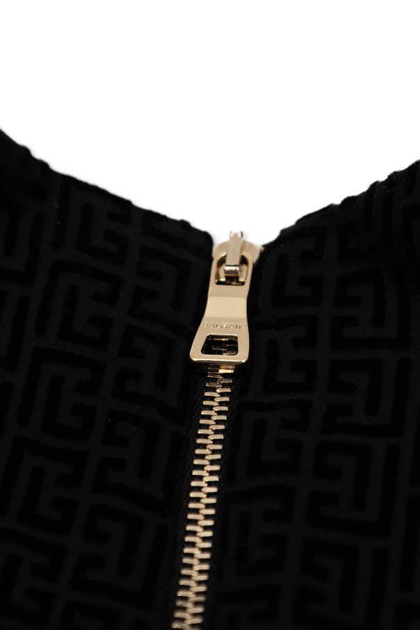 Balmain Kids Asymmetrisch geschnittenes Samtkleid