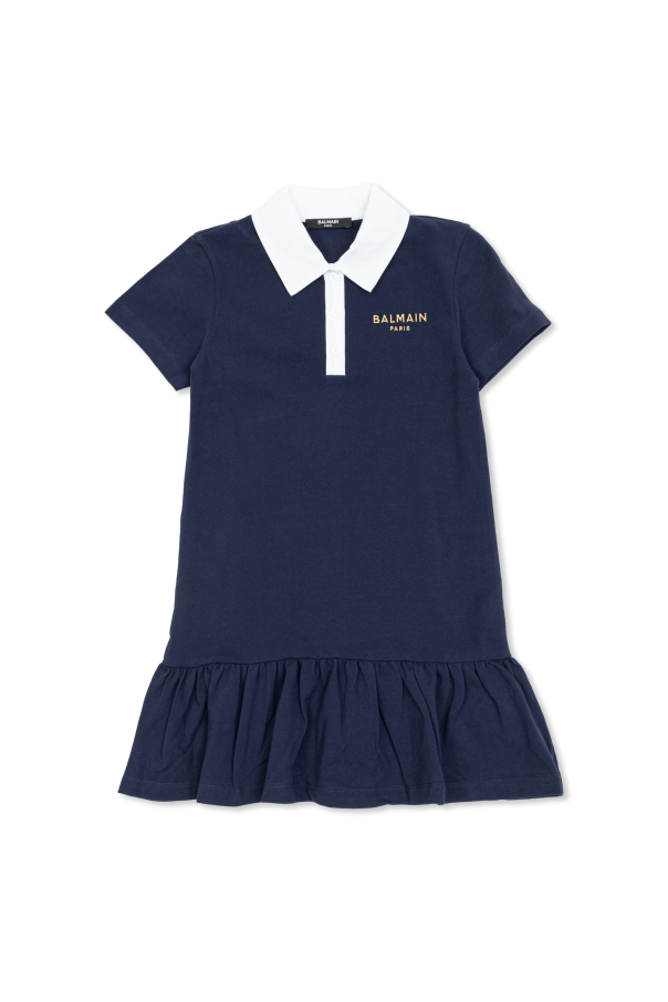 Polo dress with embroidered logo od Balmain Kids
