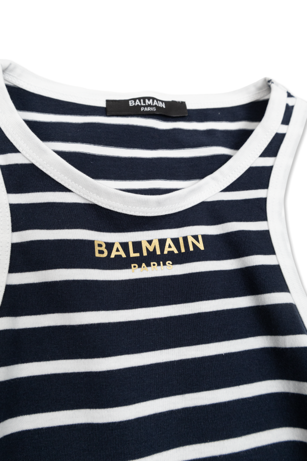 Balmain Kids Vestido con estampado de rayas