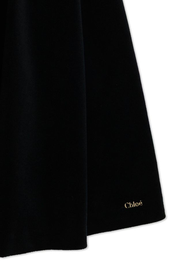 Chloé Kids Samtkleid mit durchbrochenen Einsätzen