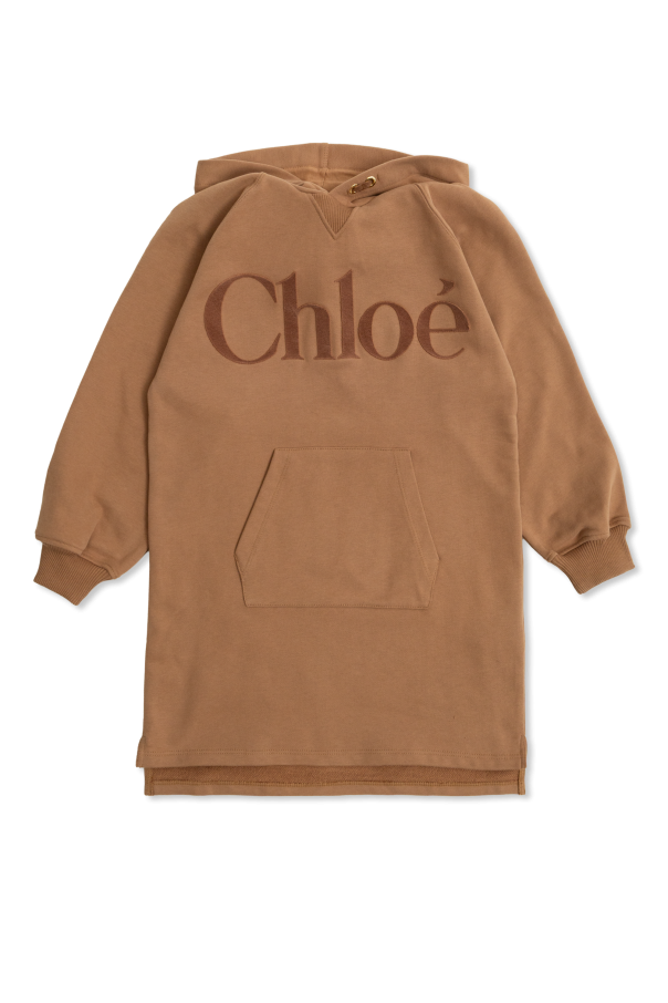 Sweatshirt with a velvet-finish logo od Chloé Kids
