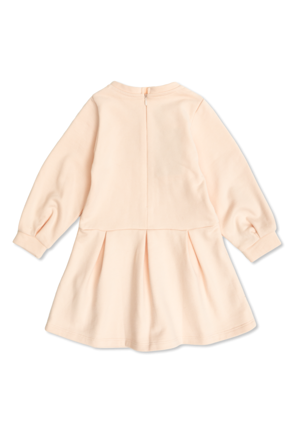 Chloé Kids Vestido con logo con acabado aterciopelado